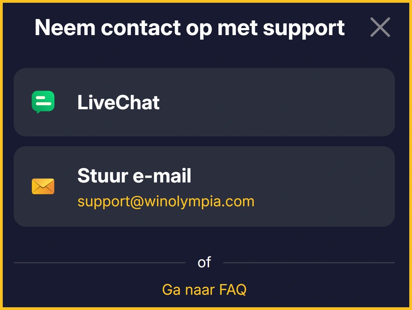 WinOlympia Casino Klantenservice